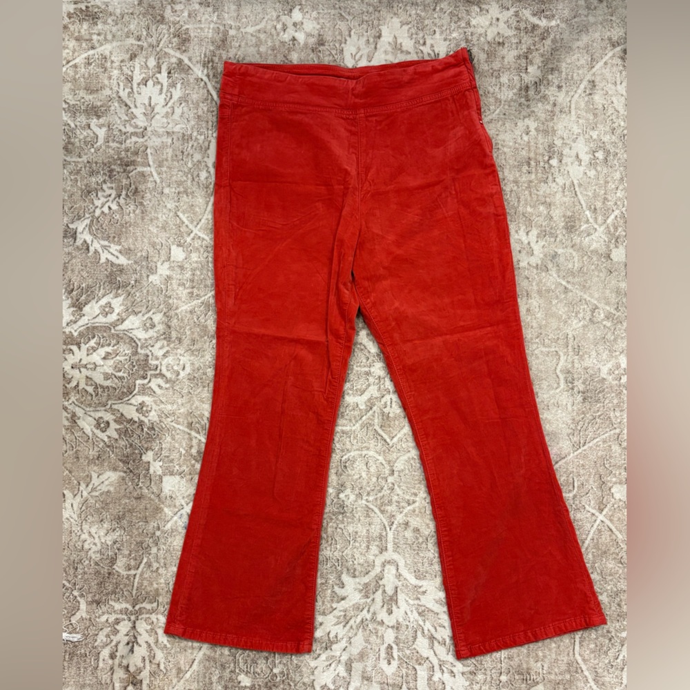 Free People Red velvet Flare Pants Size Large Boho Retro Wide Leg Fall Fashion